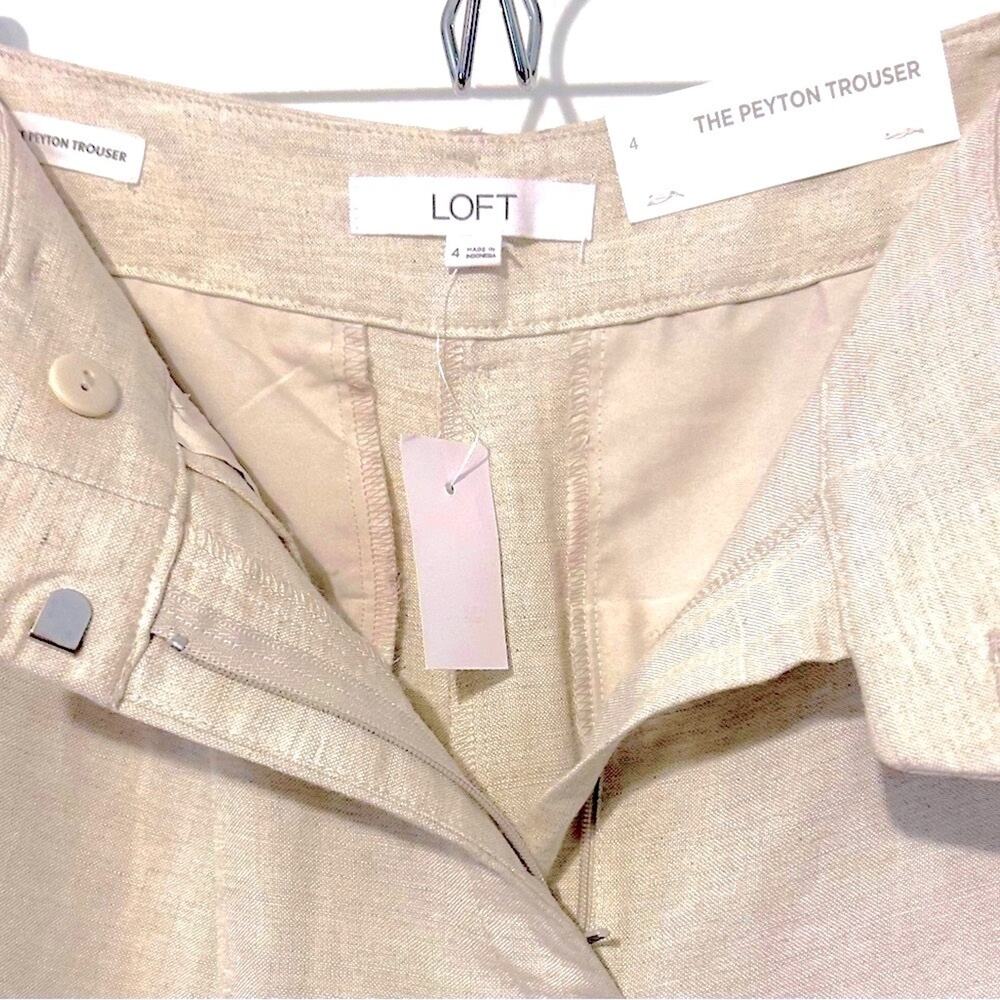 Loft The Peyton linen blend pleated wide leg trouser pants beige. Size 4/6 - Picture 3 of 11